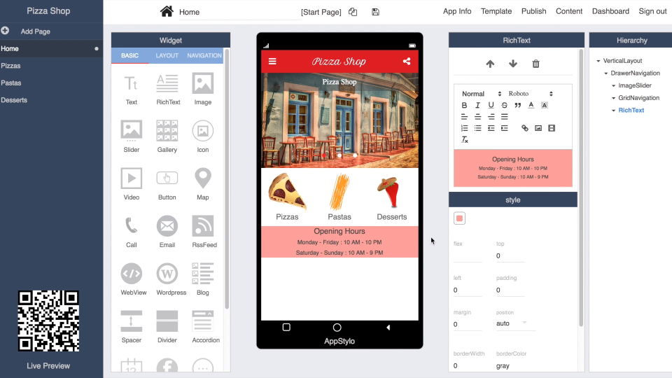 screenshot of Appstylo