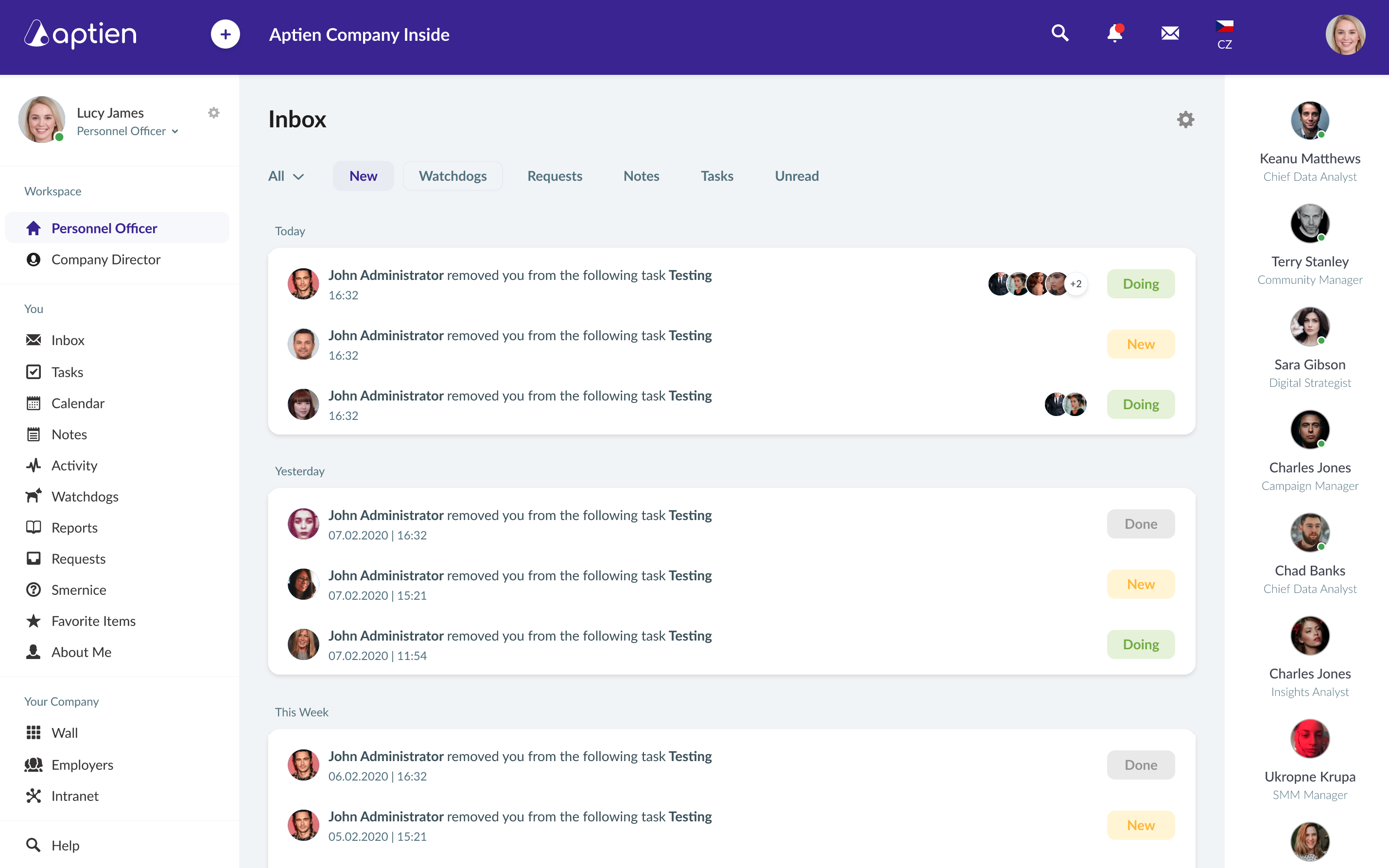 screenshot of Aptien