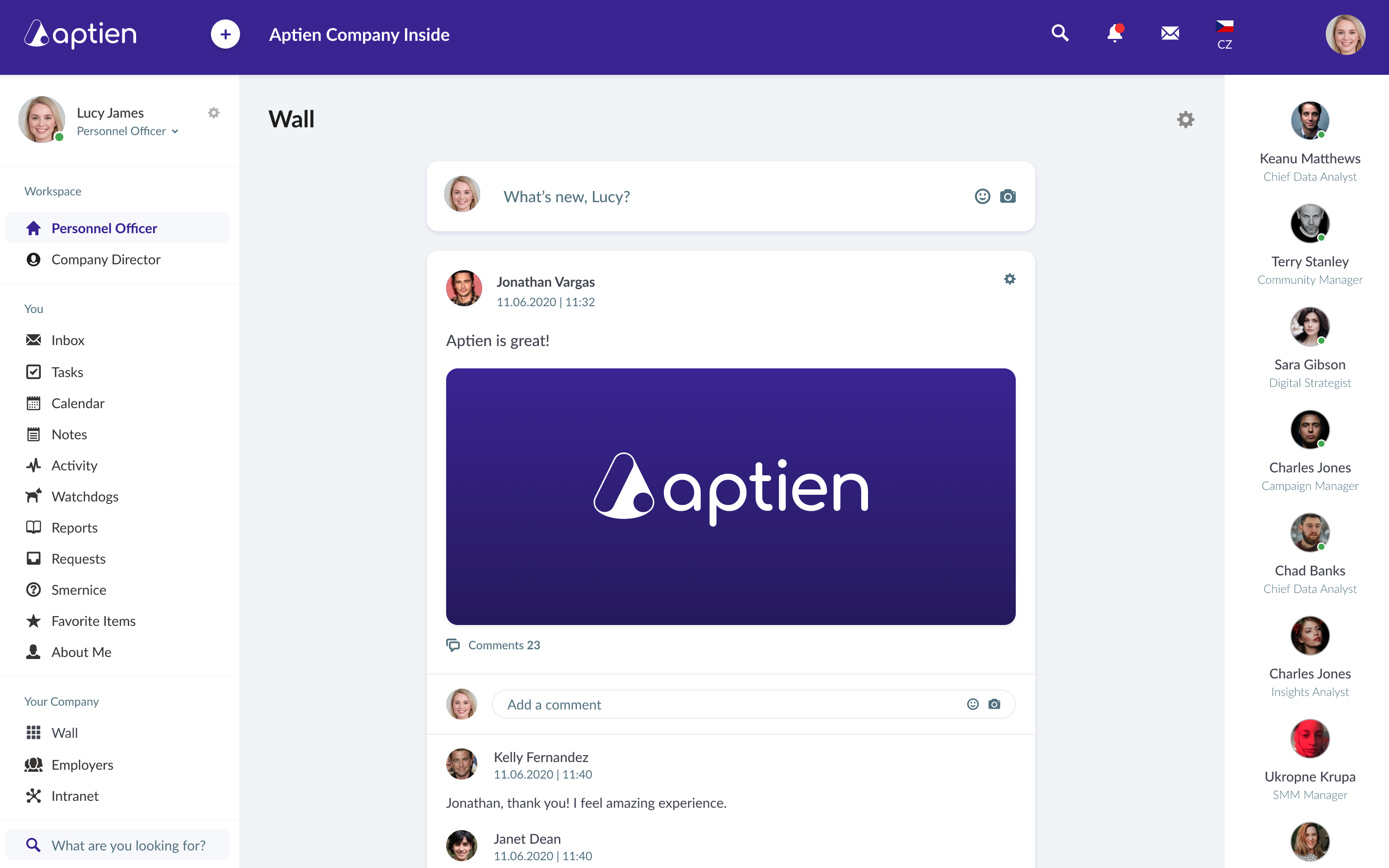 screenshot of Aptien