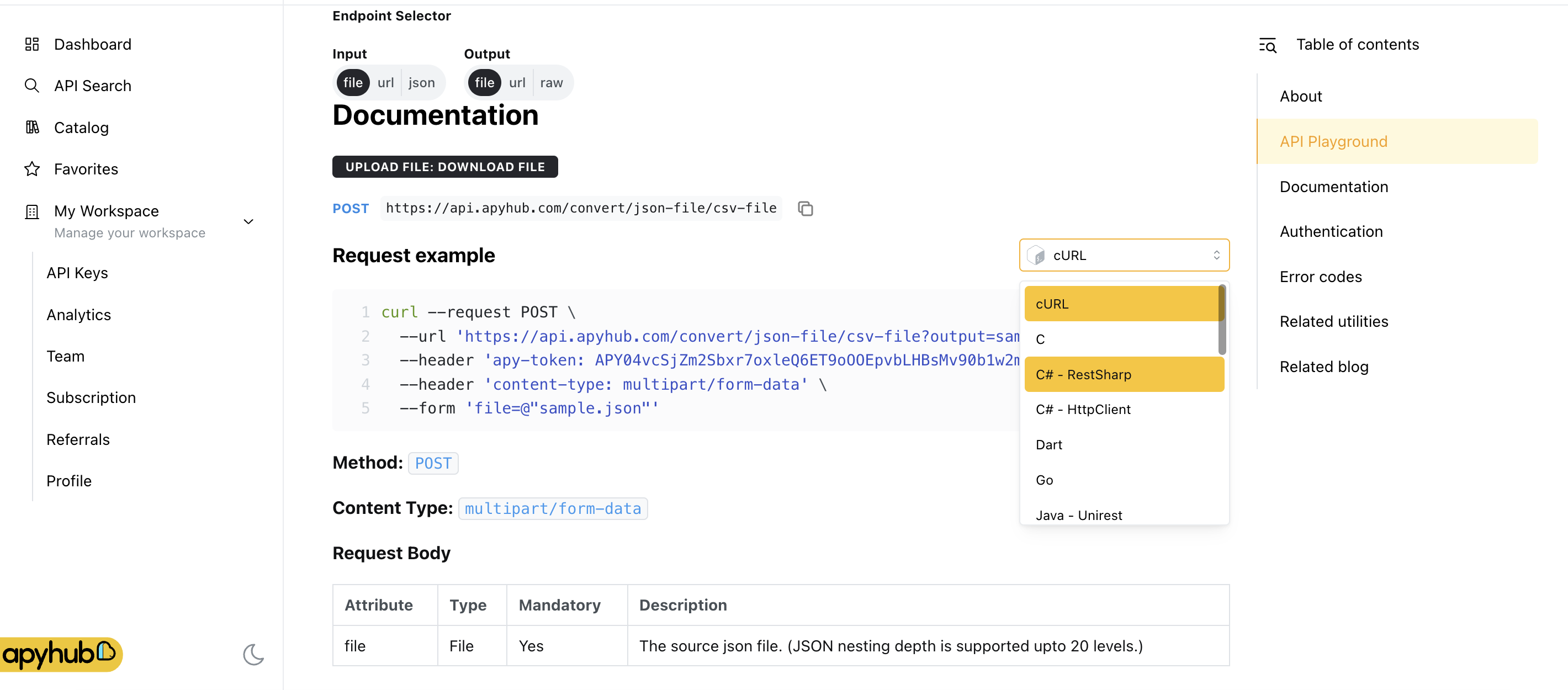 screenshot of ApyHub