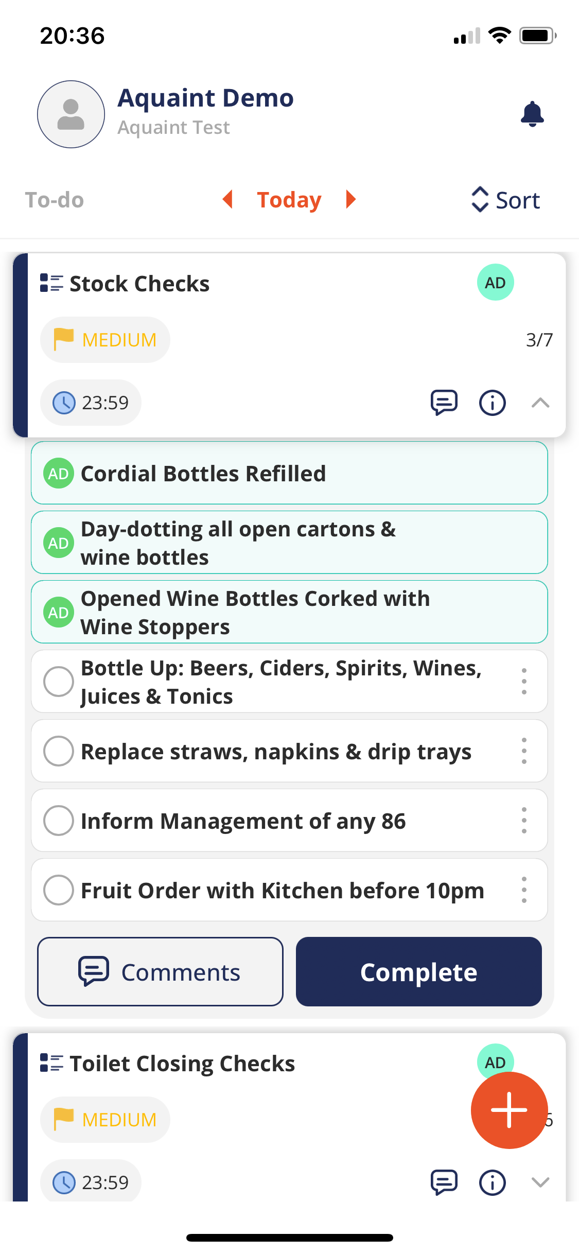 screenshot of Aquaint
