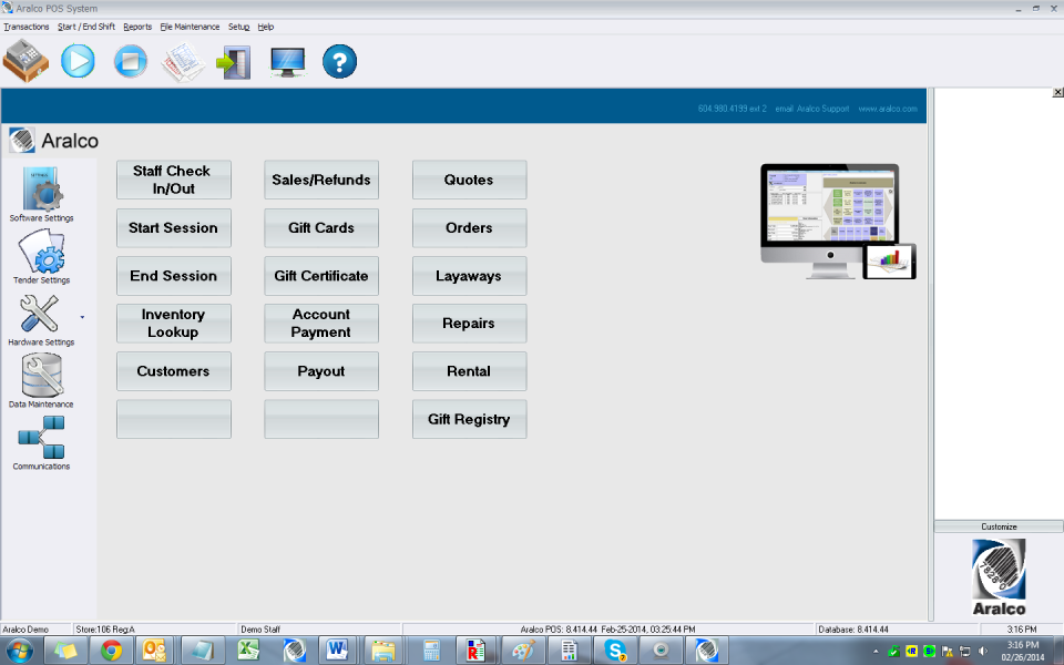 screenshot of Aralco