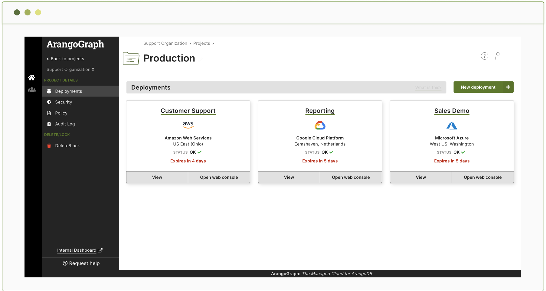 screenshot of ArangoDB