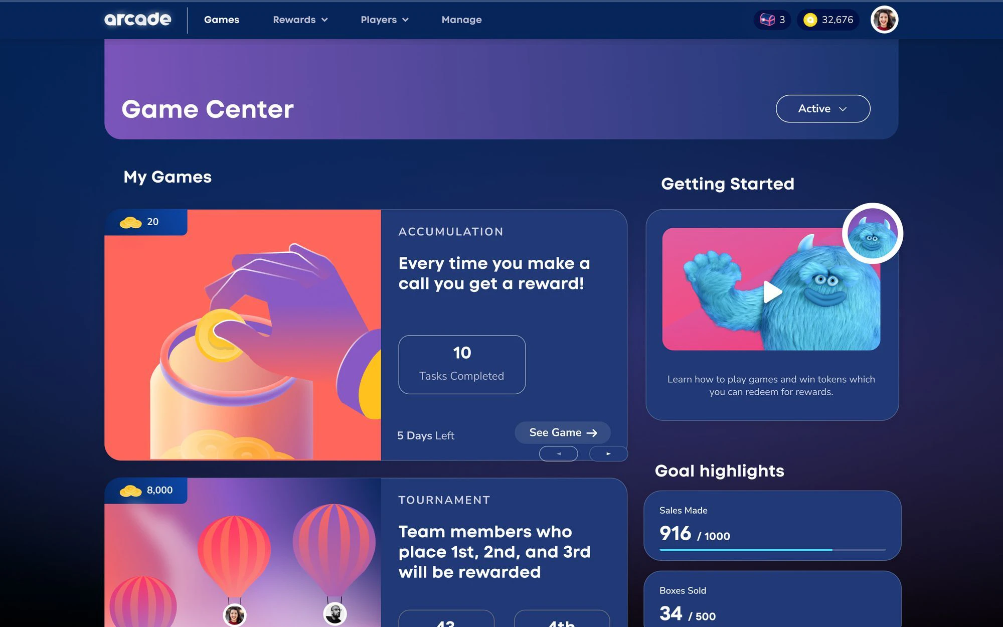 screenshot of Arcade