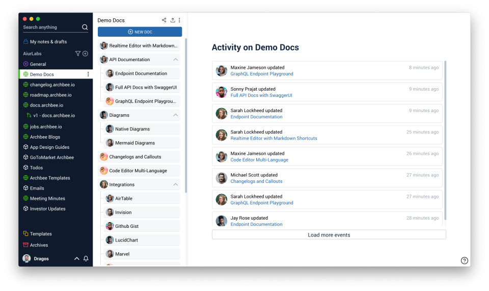 screenshot of Archbee