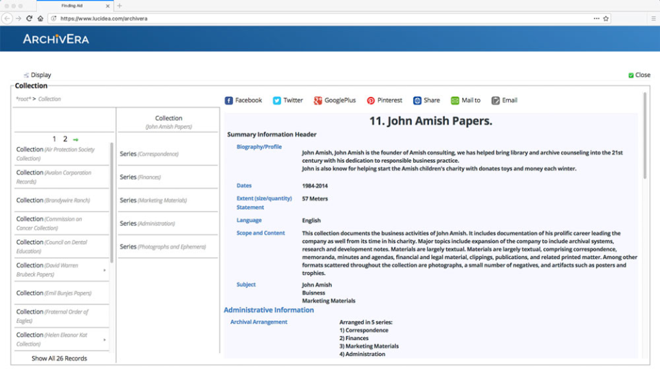 screenshot of ArchivEra