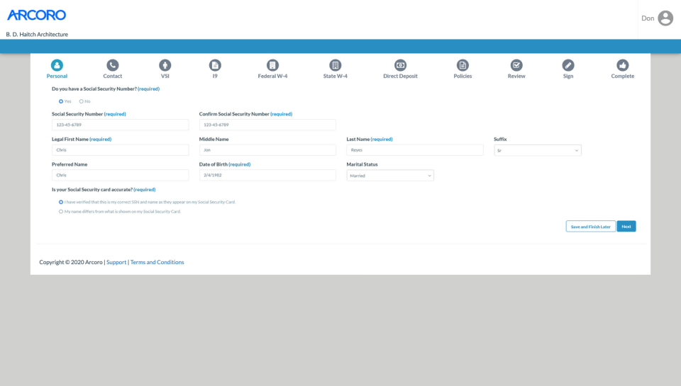 screenshot of Arcoro