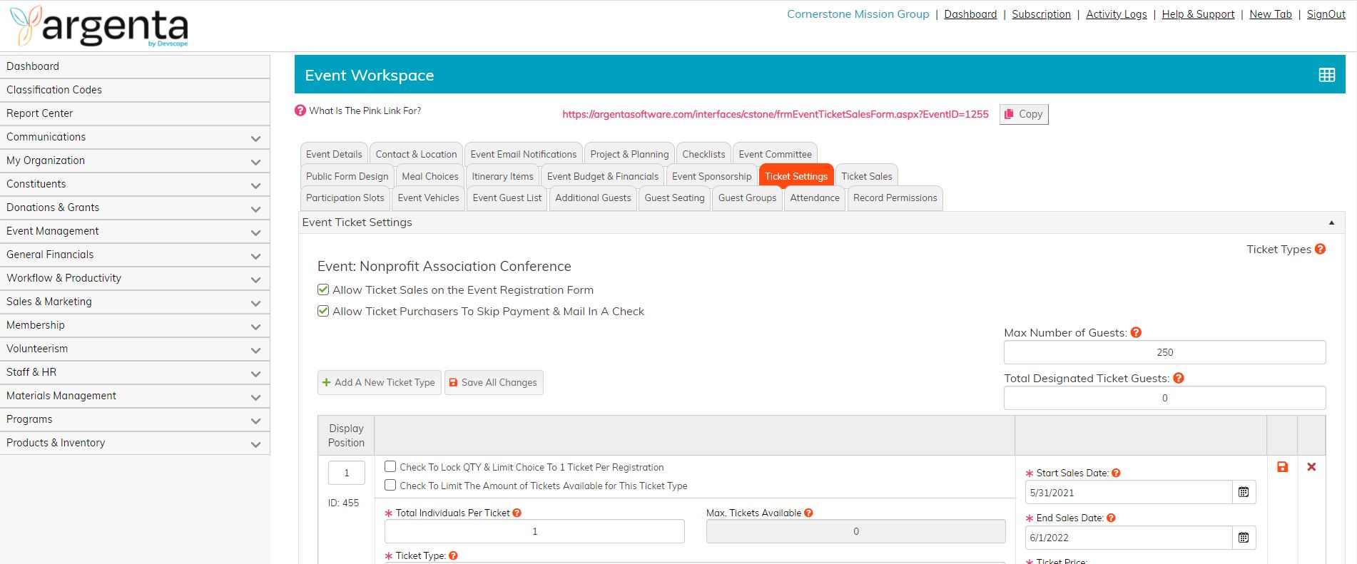 screenshot of Argenta