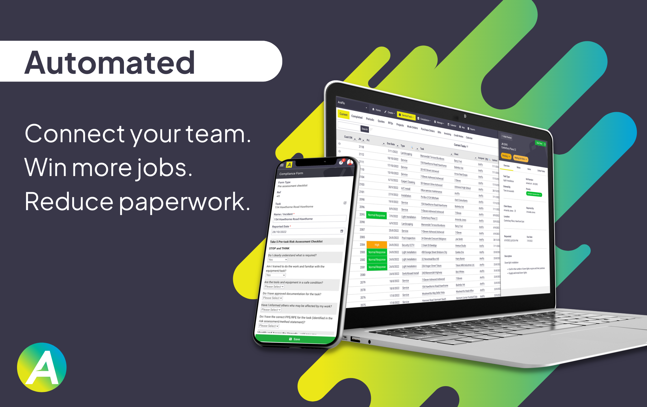 screenshot of AroFlo