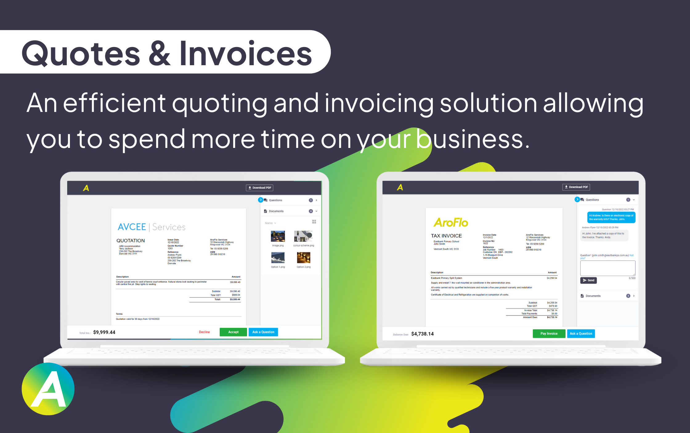 screenshot of AroFlo