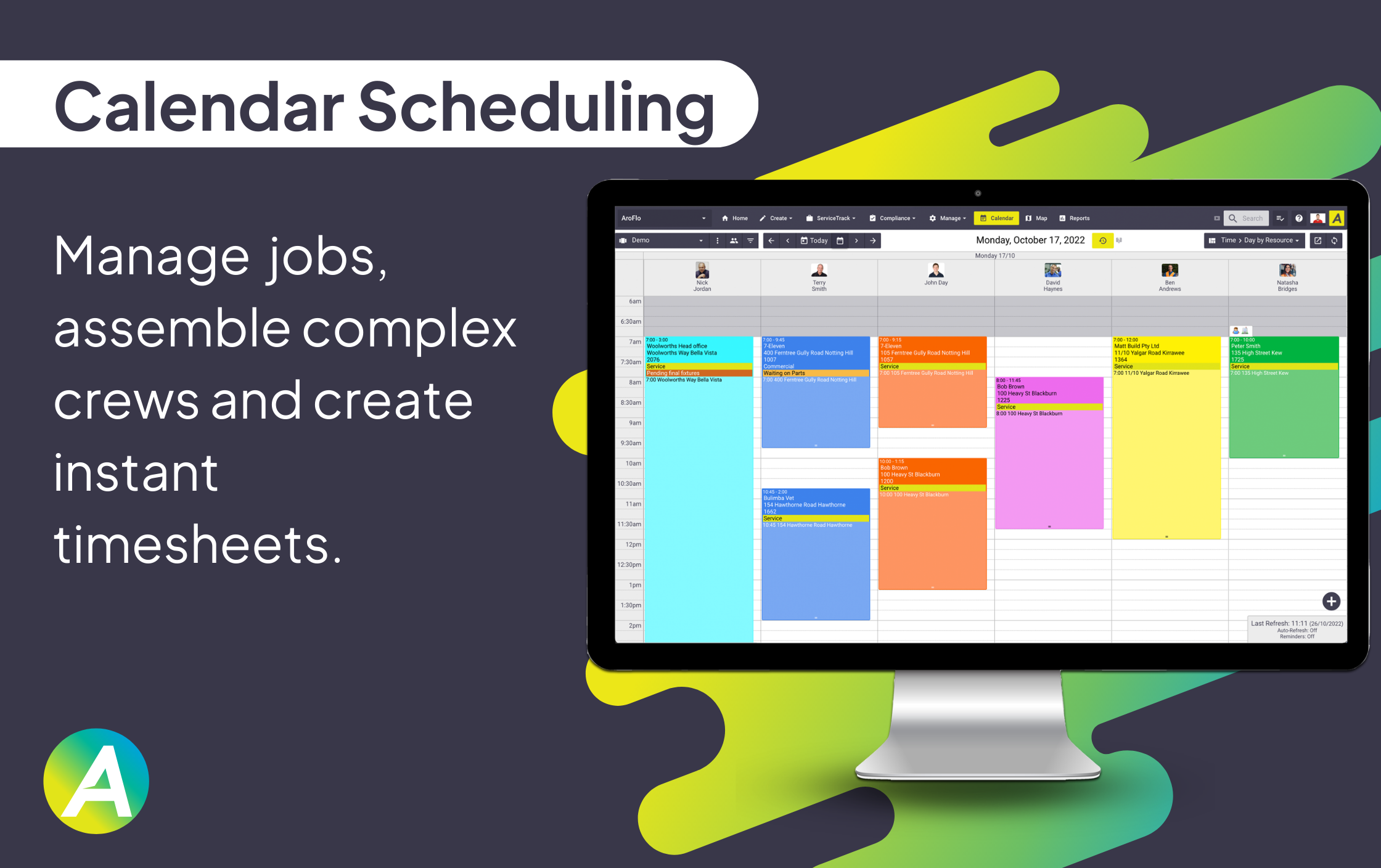 screenshot of AroFlo