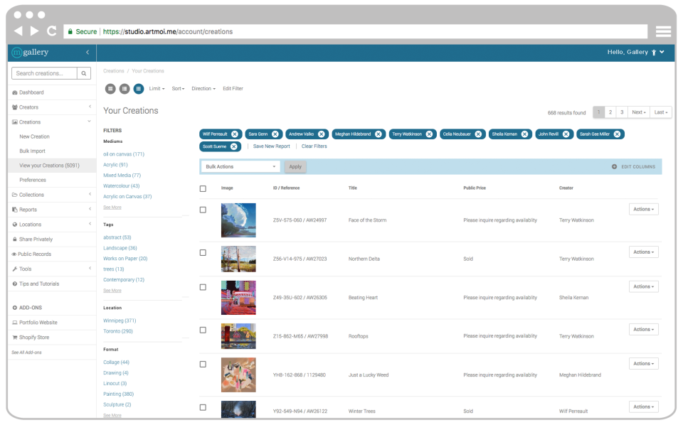 screenshot of ArtMoi