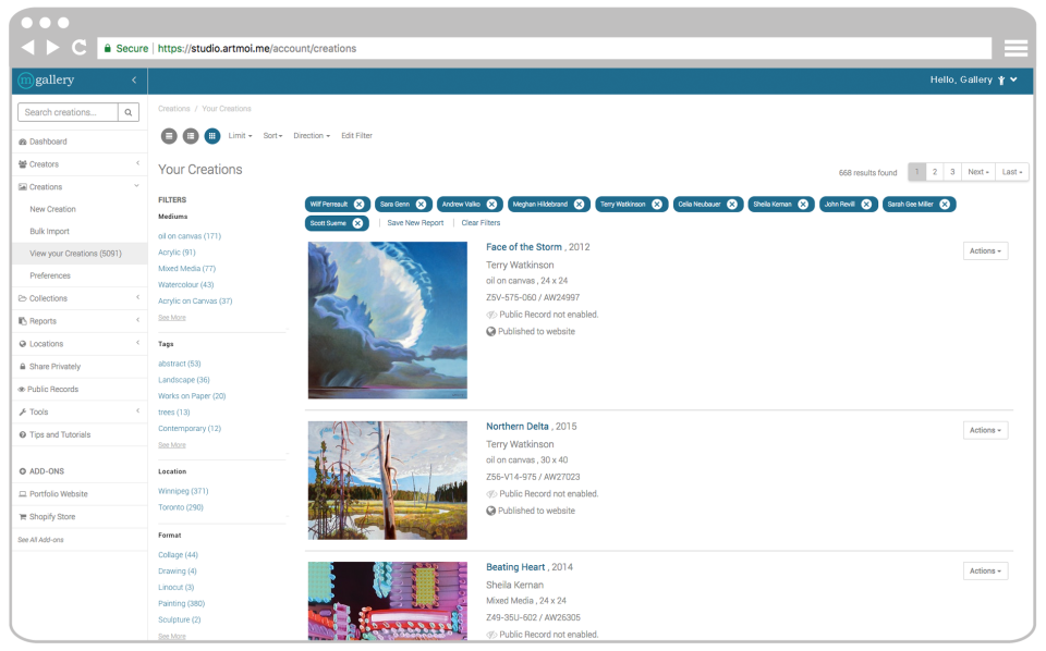 screenshot of ArtMoi