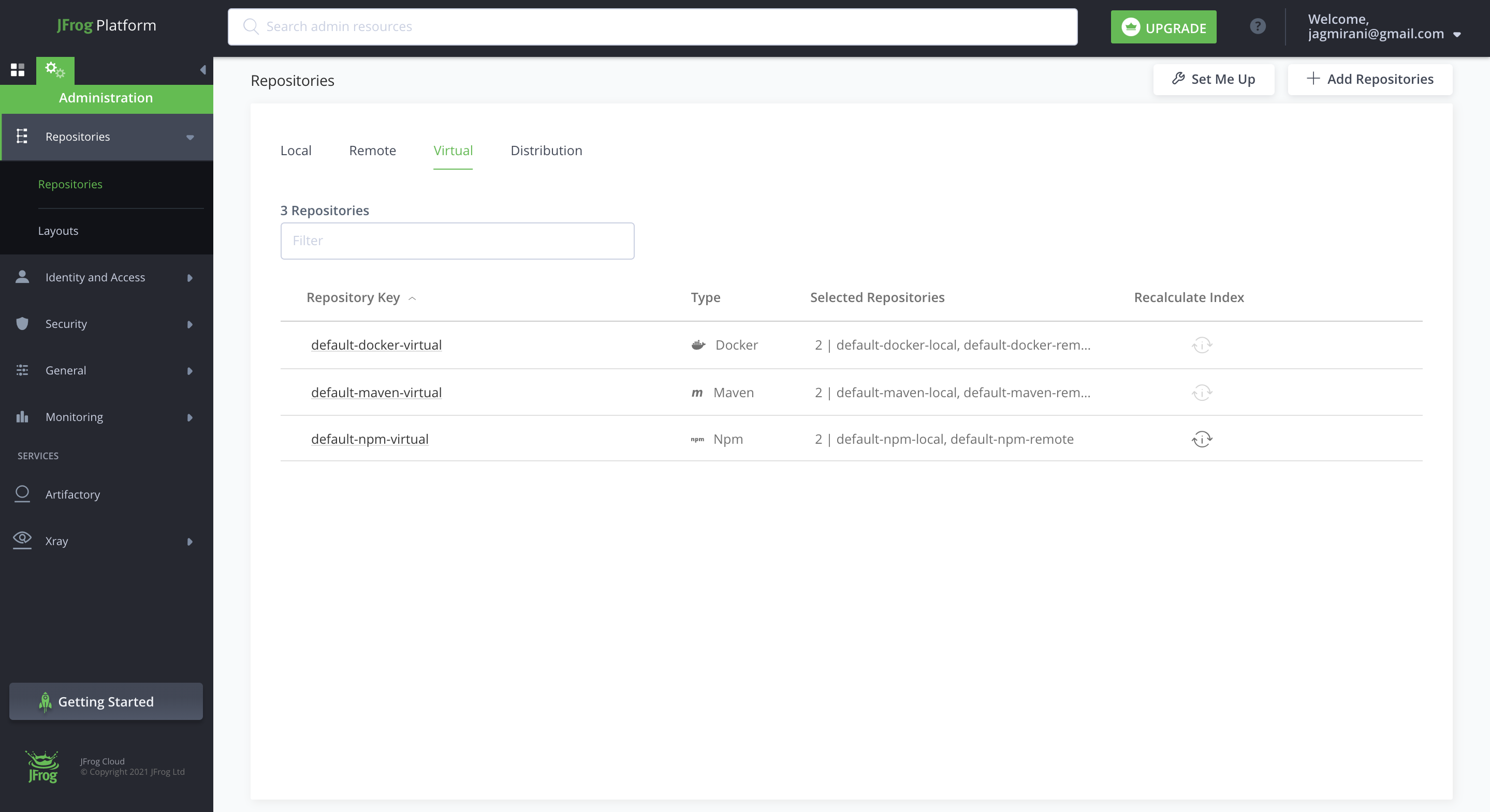 screenshot of Artifactory