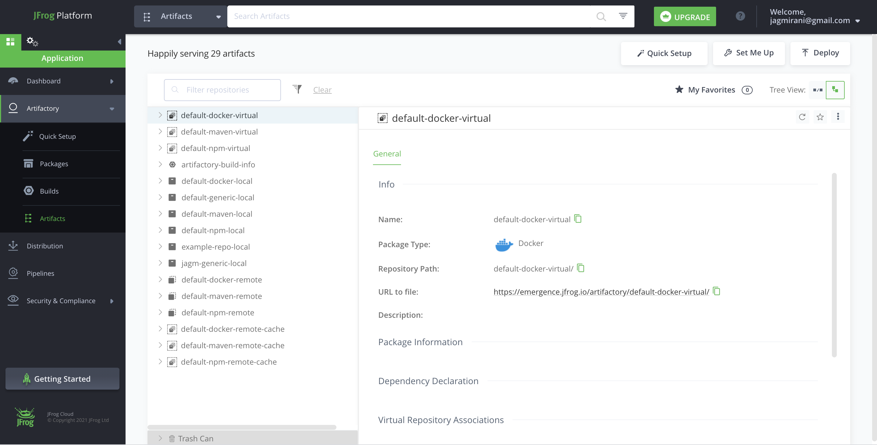 screenshot of Artifactory