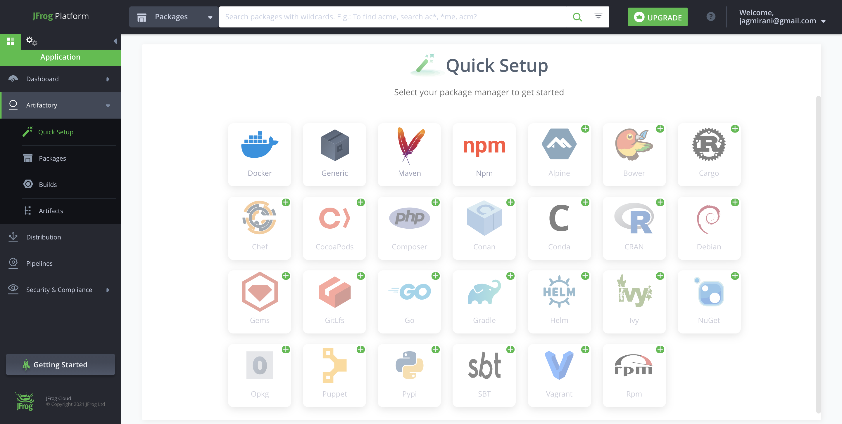 screenshot of Artifactory