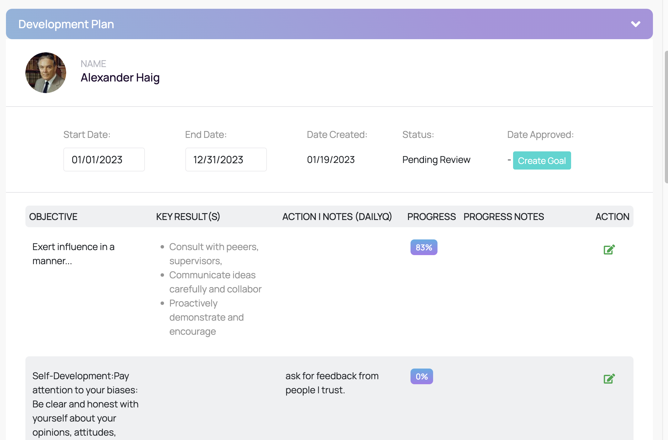 screenshot of AspireVue
