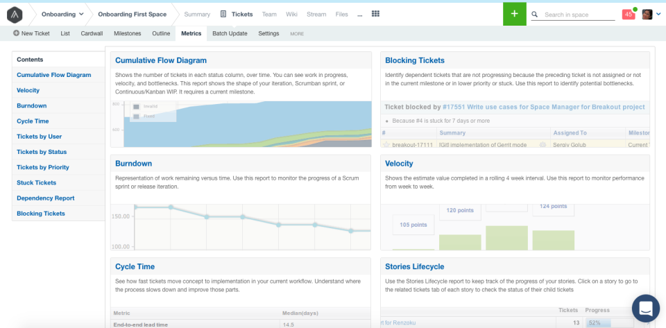 screenshot of Assembla