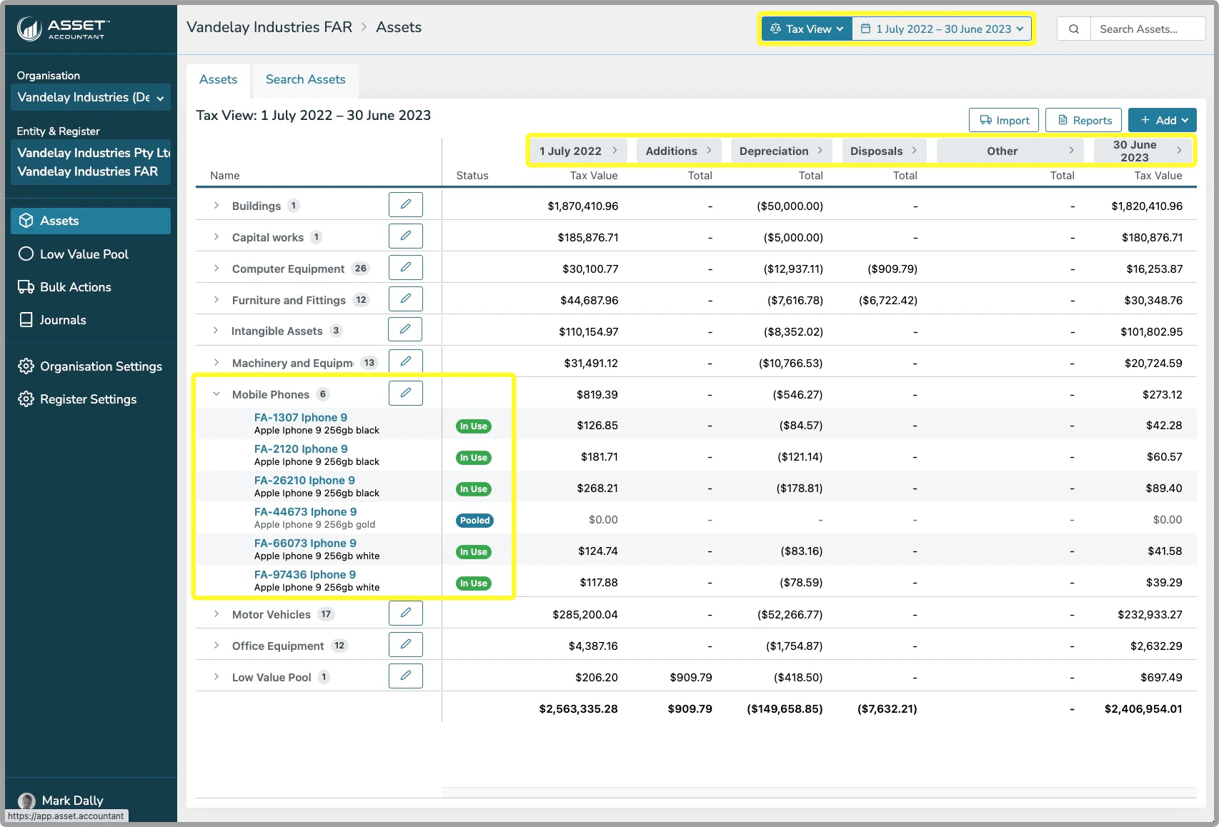 screenshot of AssetAccountant