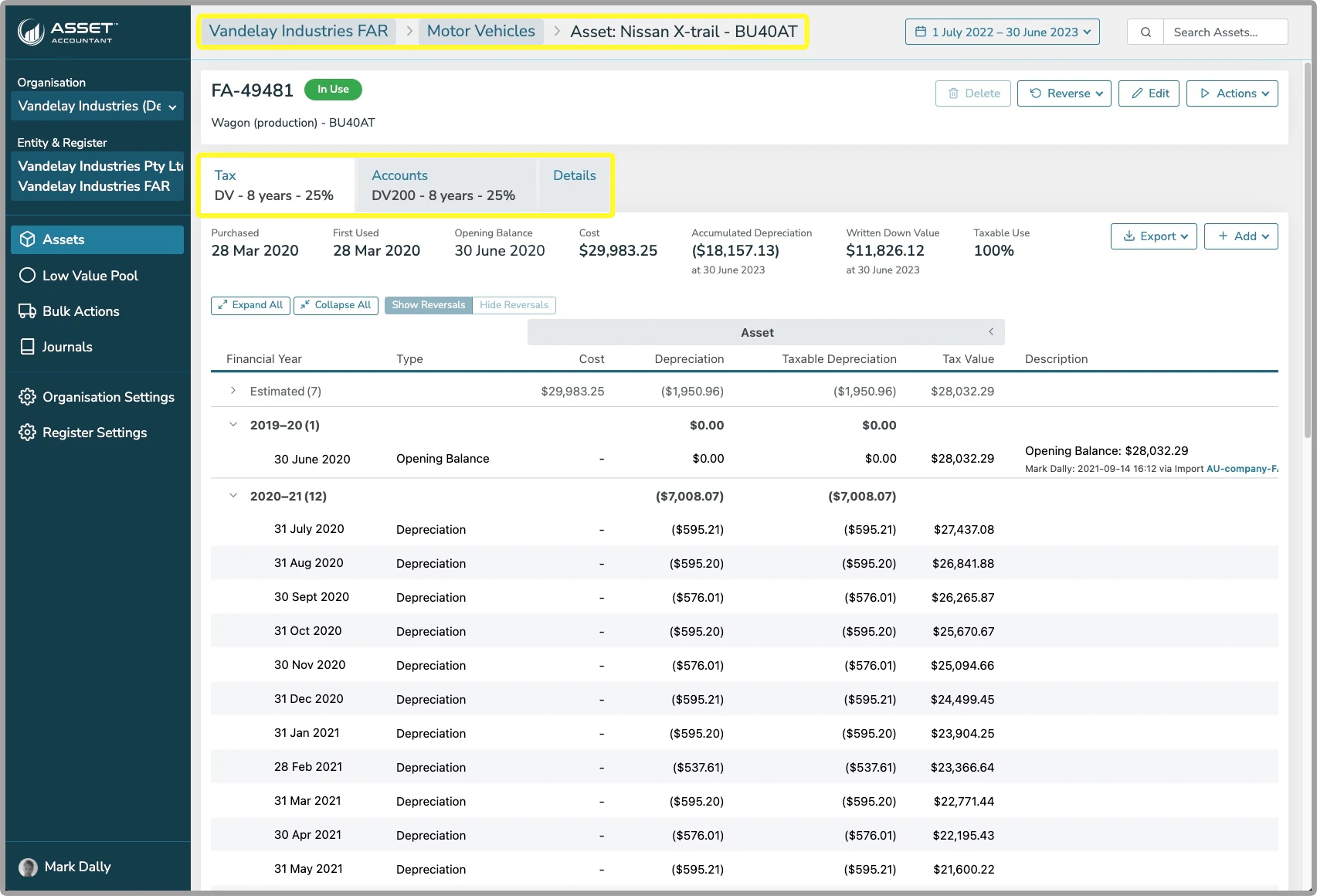 screenshot of AssetAccountant
