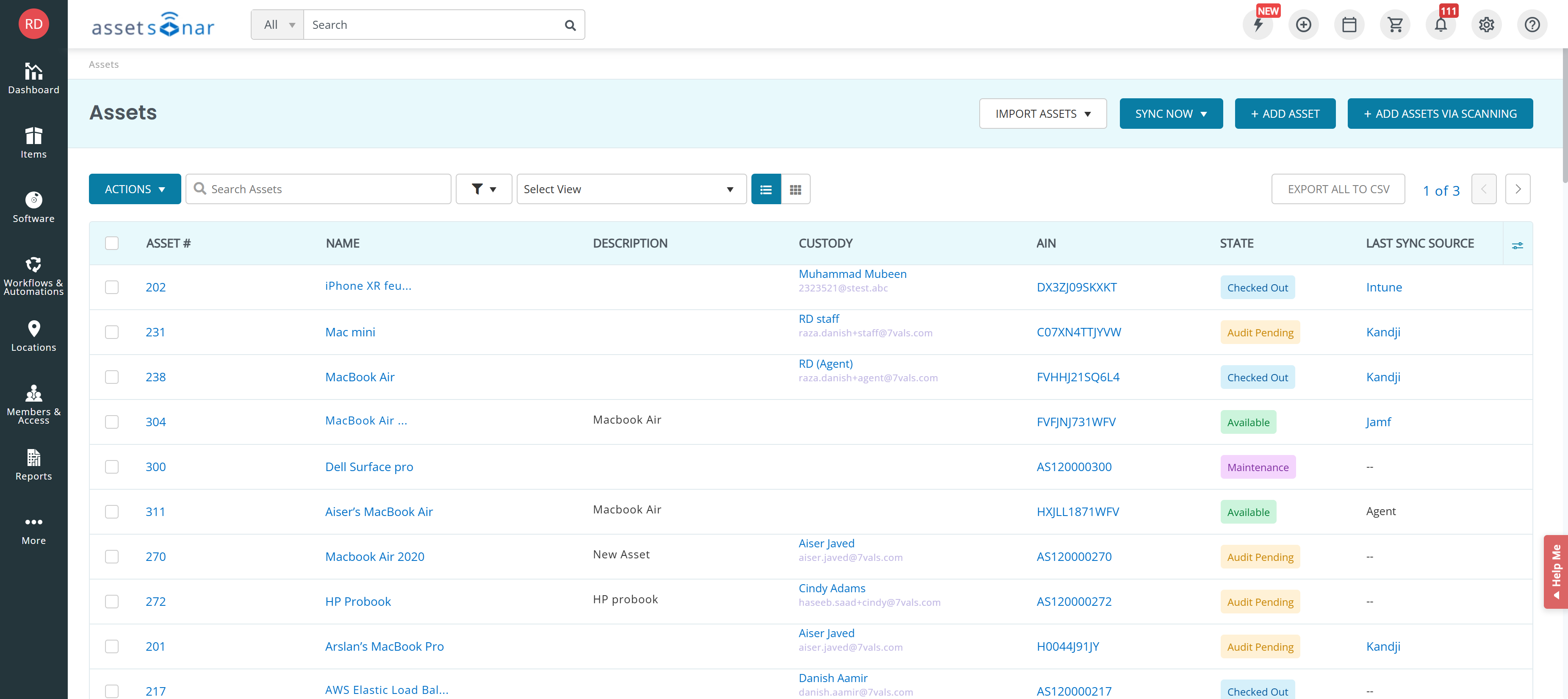 screenshot of AssetSonar
