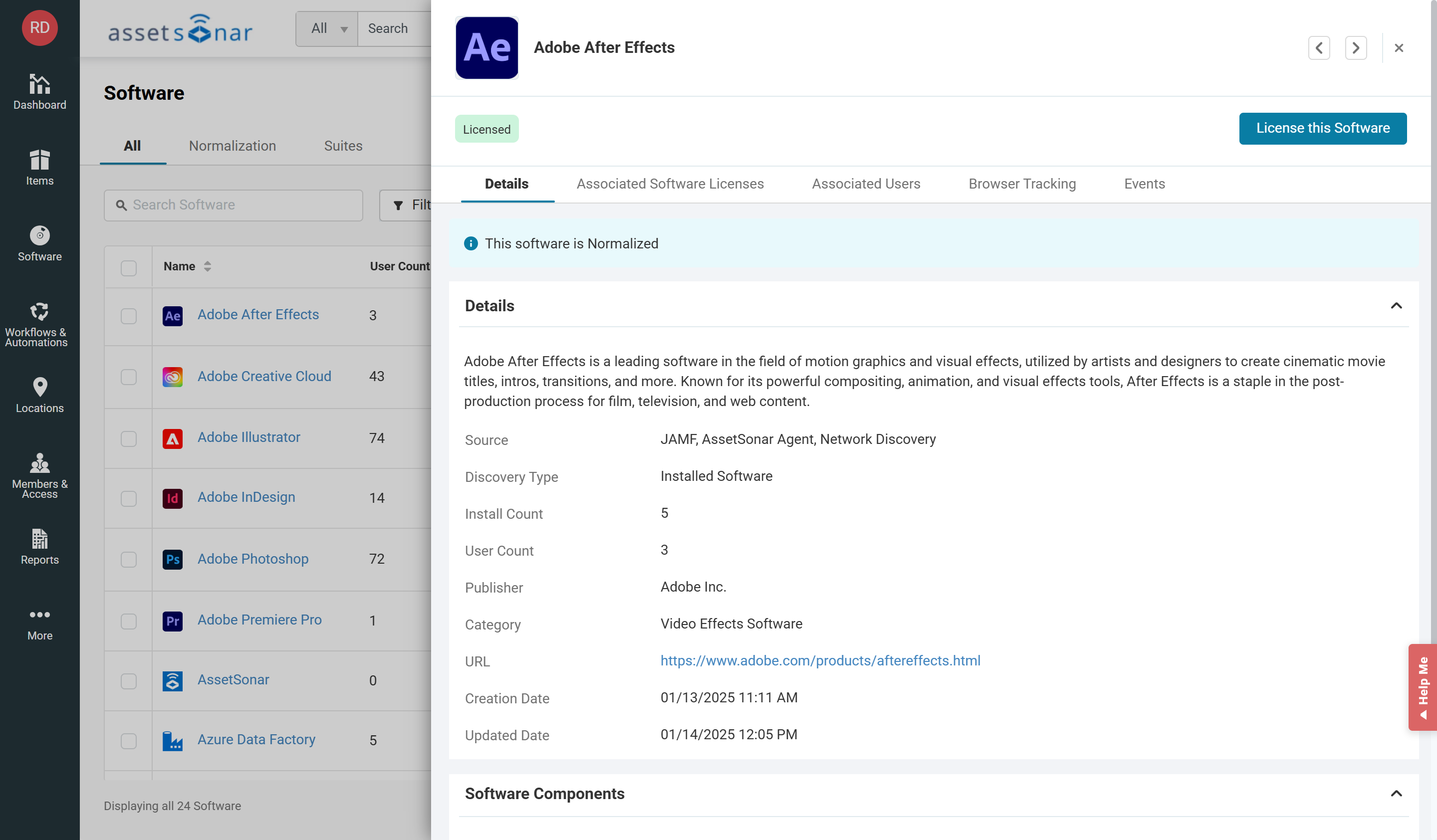 screenshot of AssetSonar