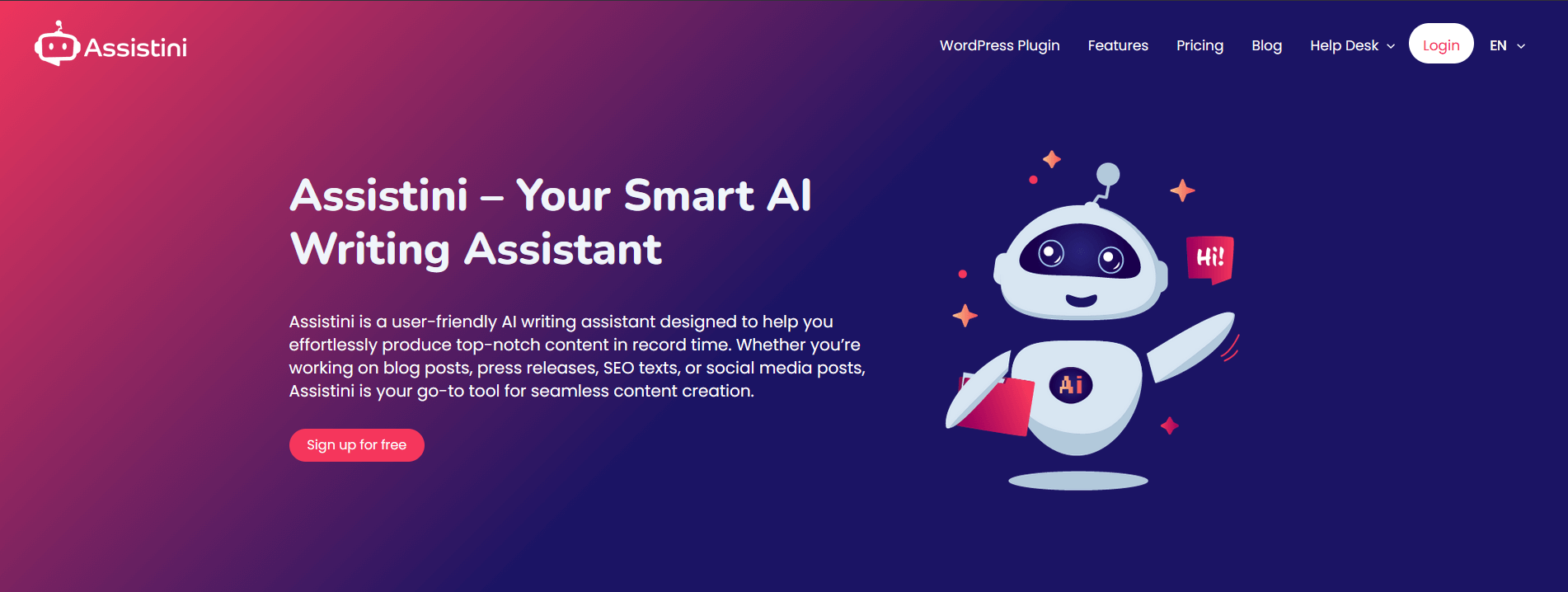 screenshot of Assistini