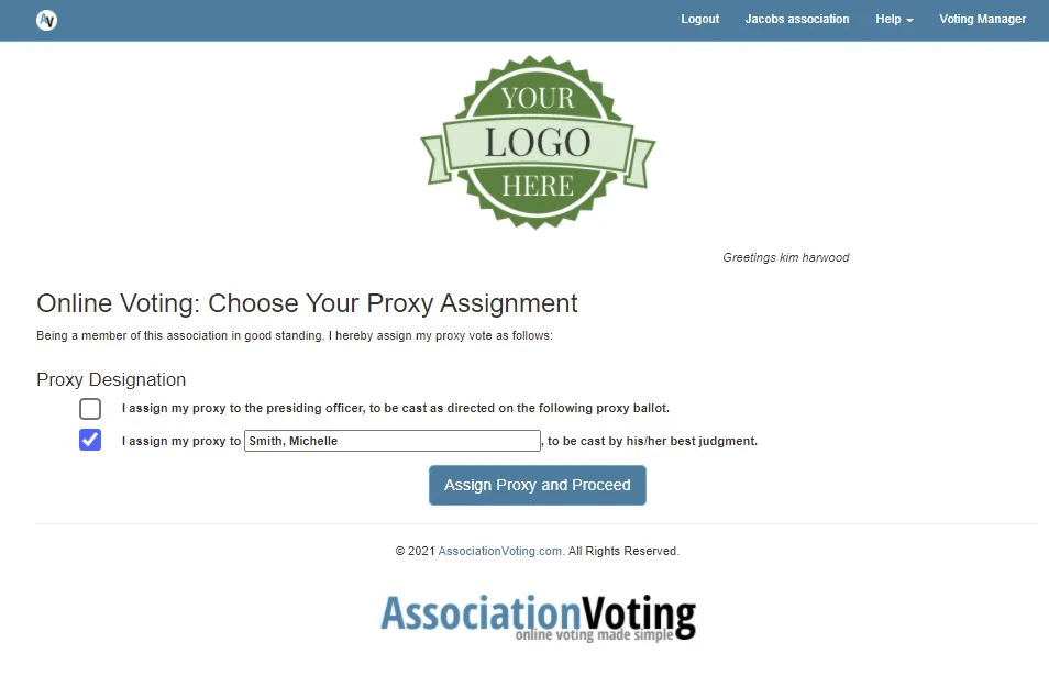 screenshot of AssociationVoting
