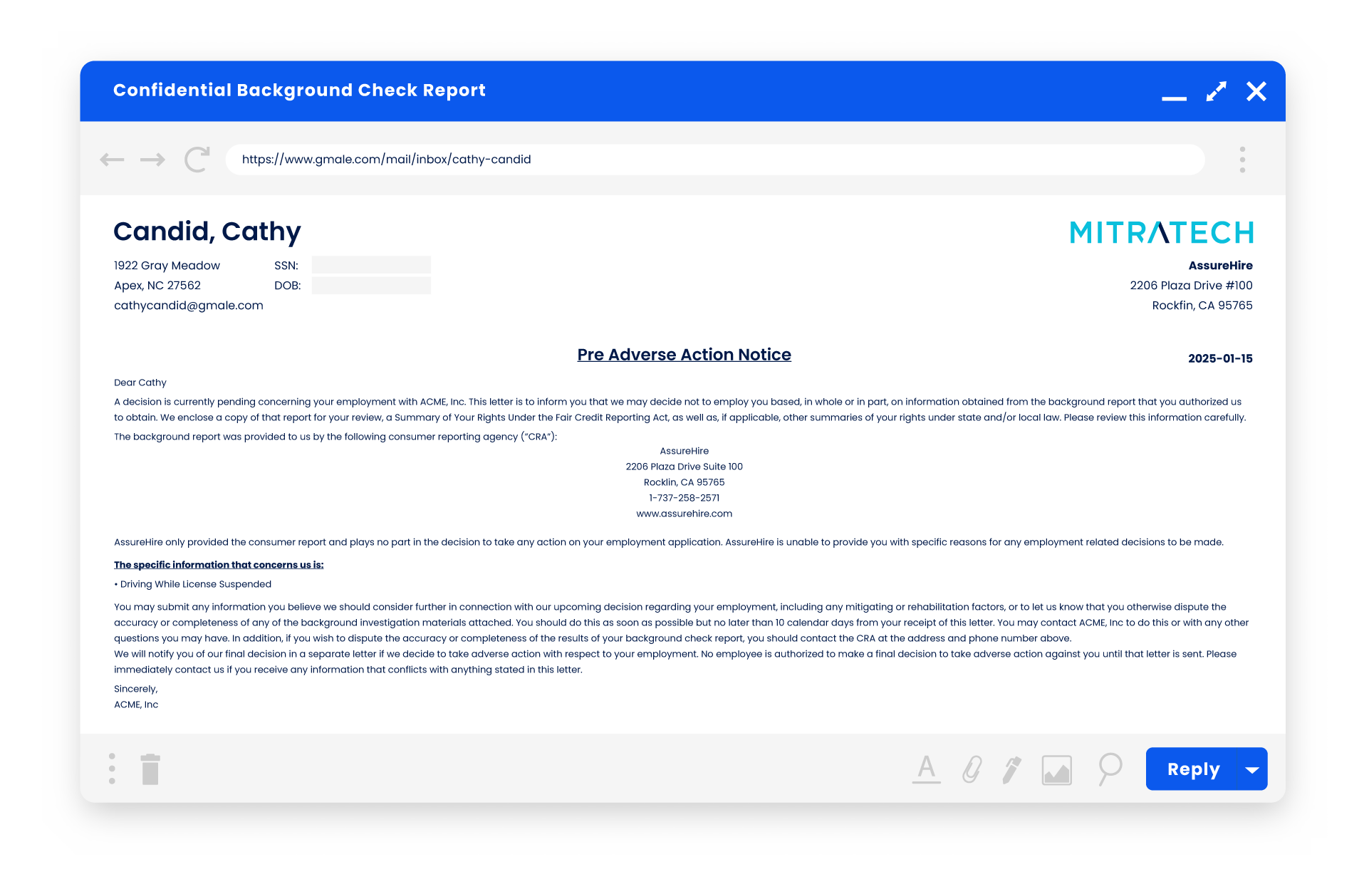 screenshot of AssureHire