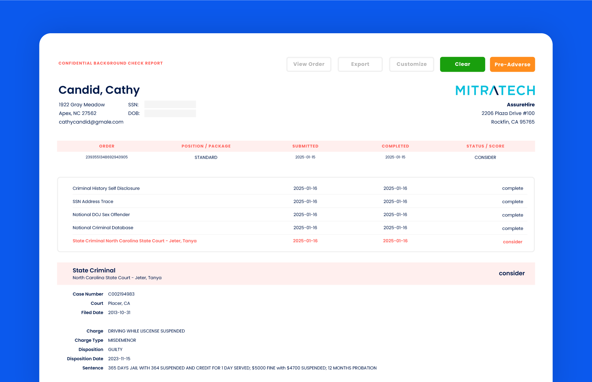 screenshot of AssureHire