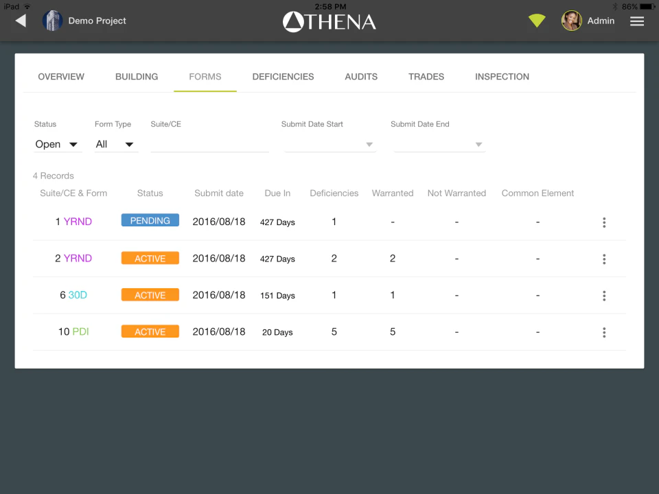 screenshot of Athena