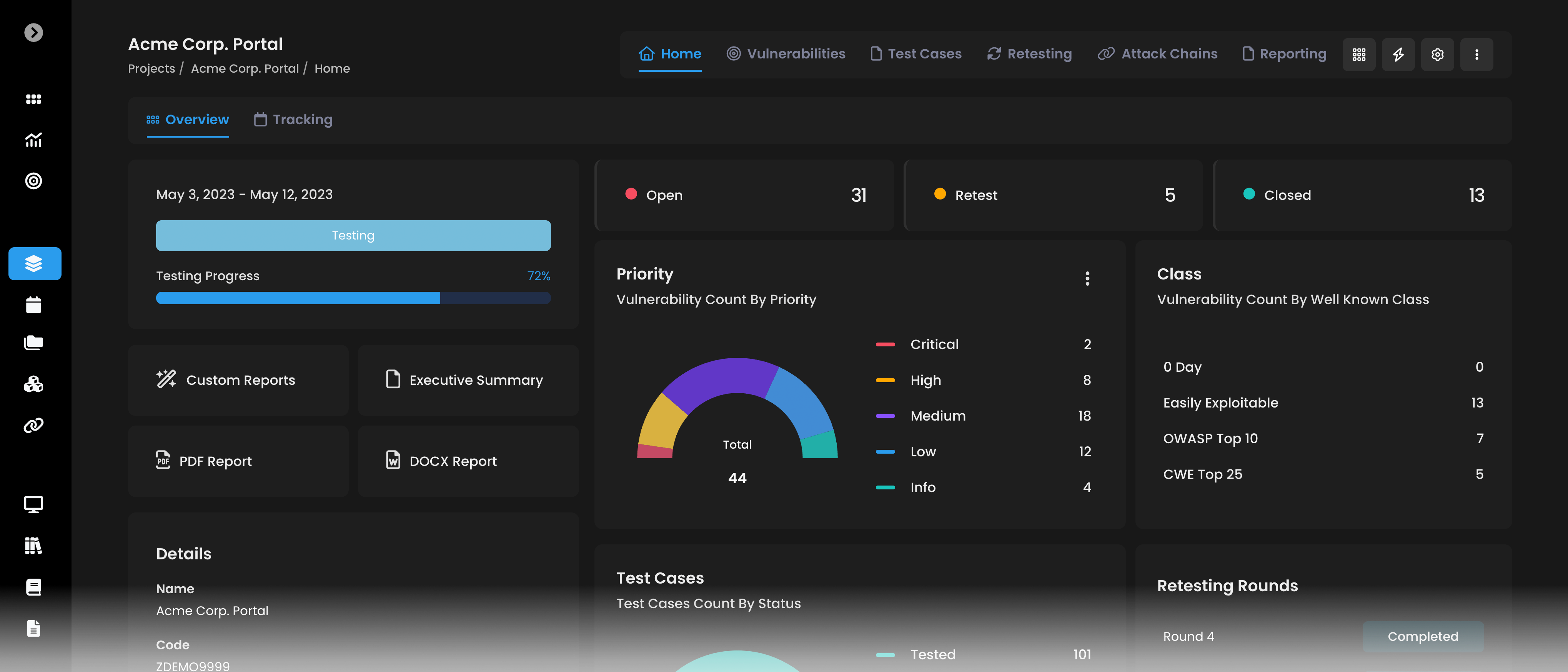 screenshot of AttackForge
