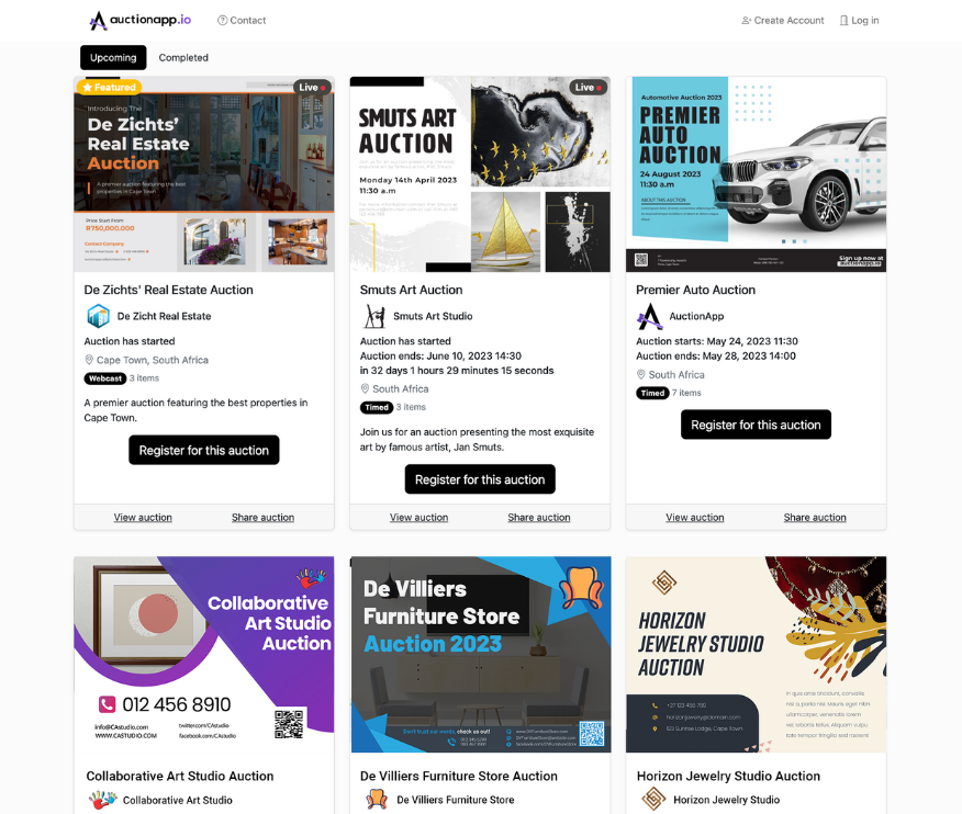 screenshot of AuctionApp