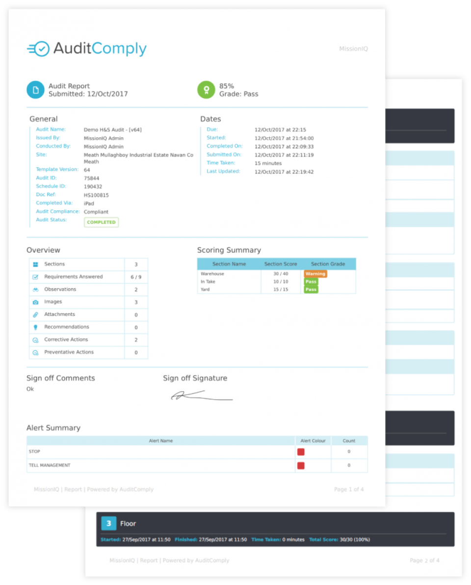 screenshot of AuditComply