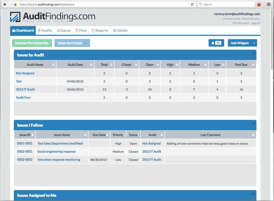screenshot of AuditFindings.com