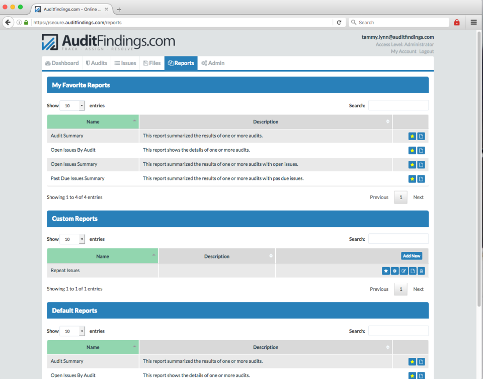 screenshot of AuditFindings.com