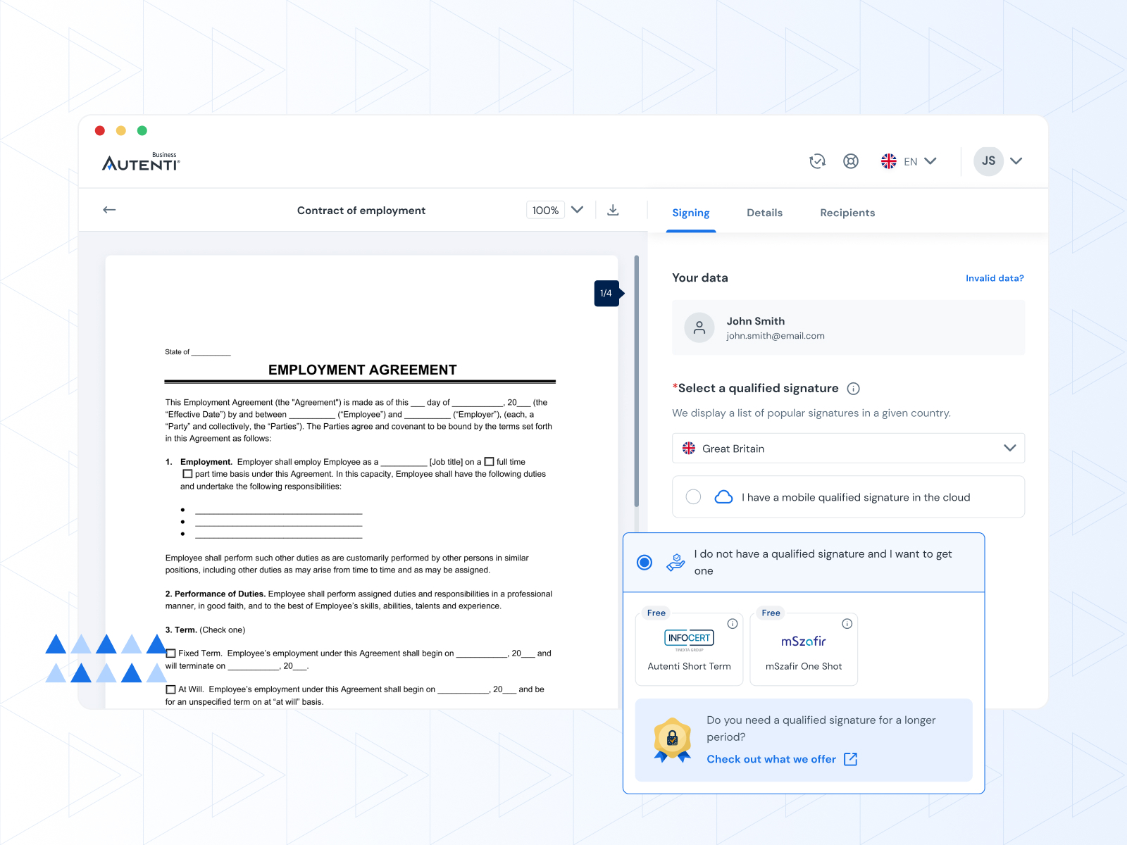 screenshot of Autenti