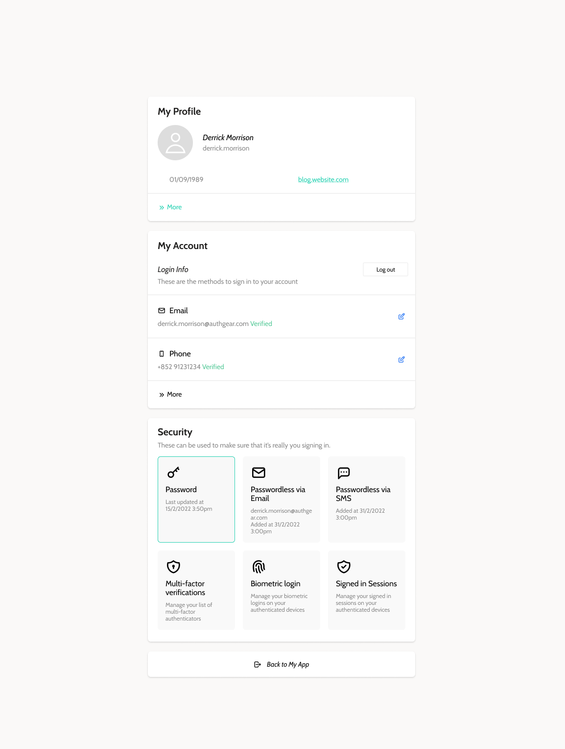 screenshot of Authgear