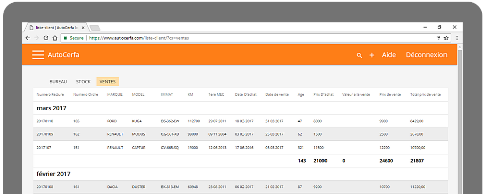 screenshot of Autocerfa