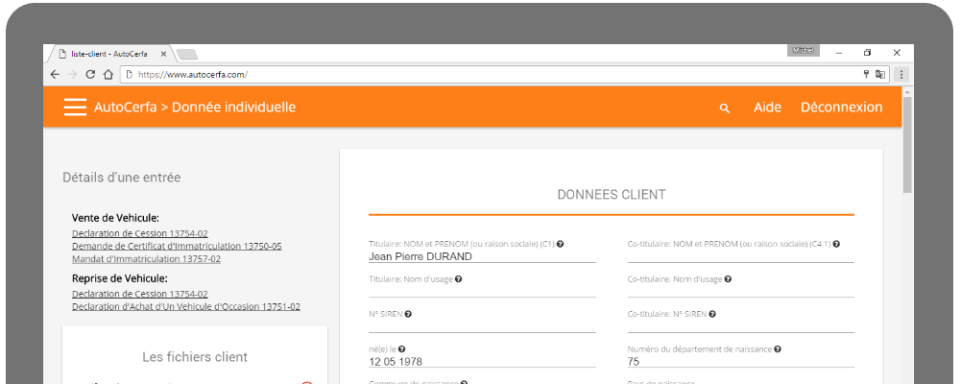 screenshot of Autocerfa