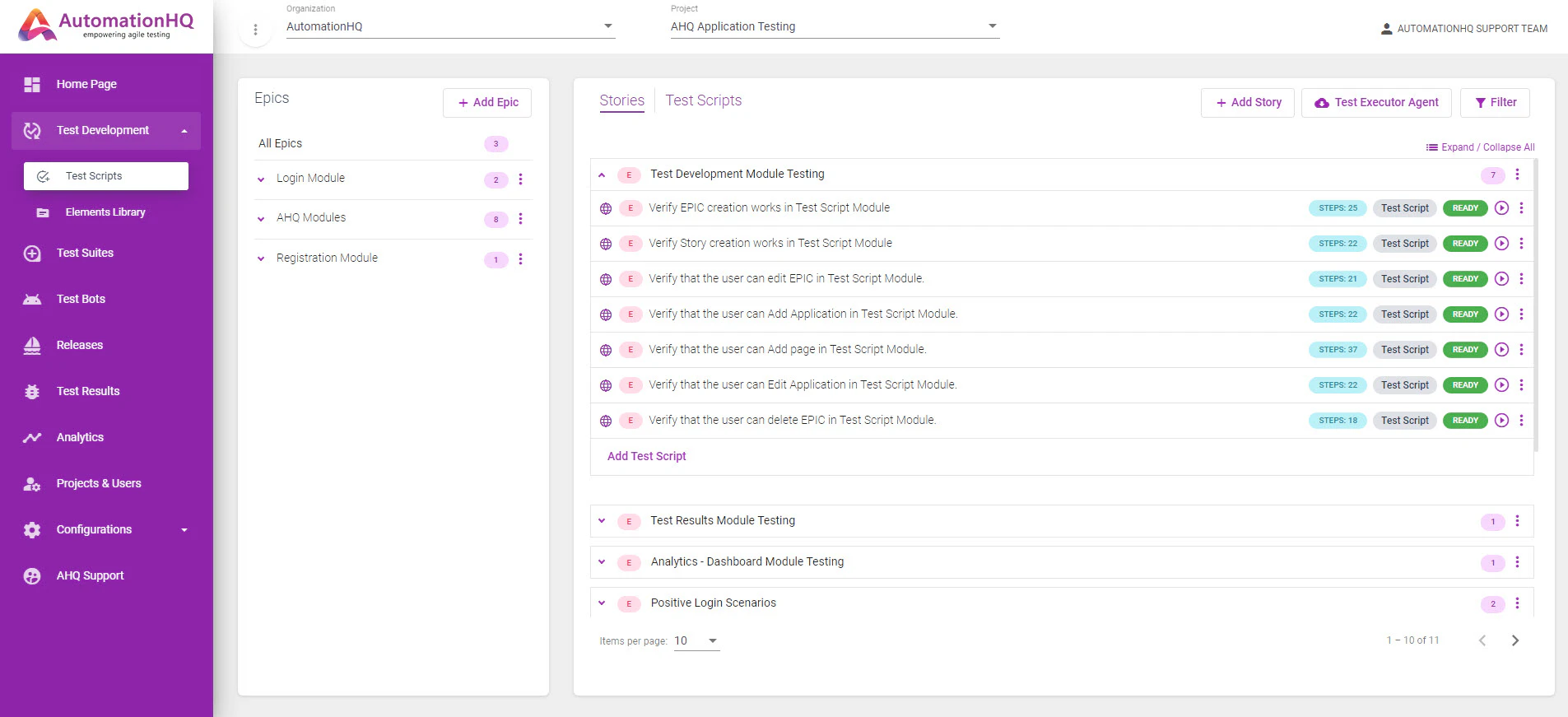 screenshot of AutomationHQ