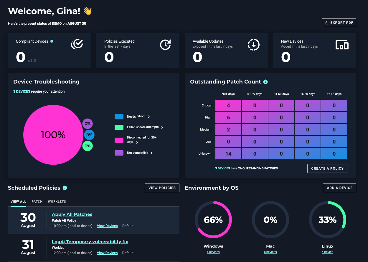 screenshot of Automox