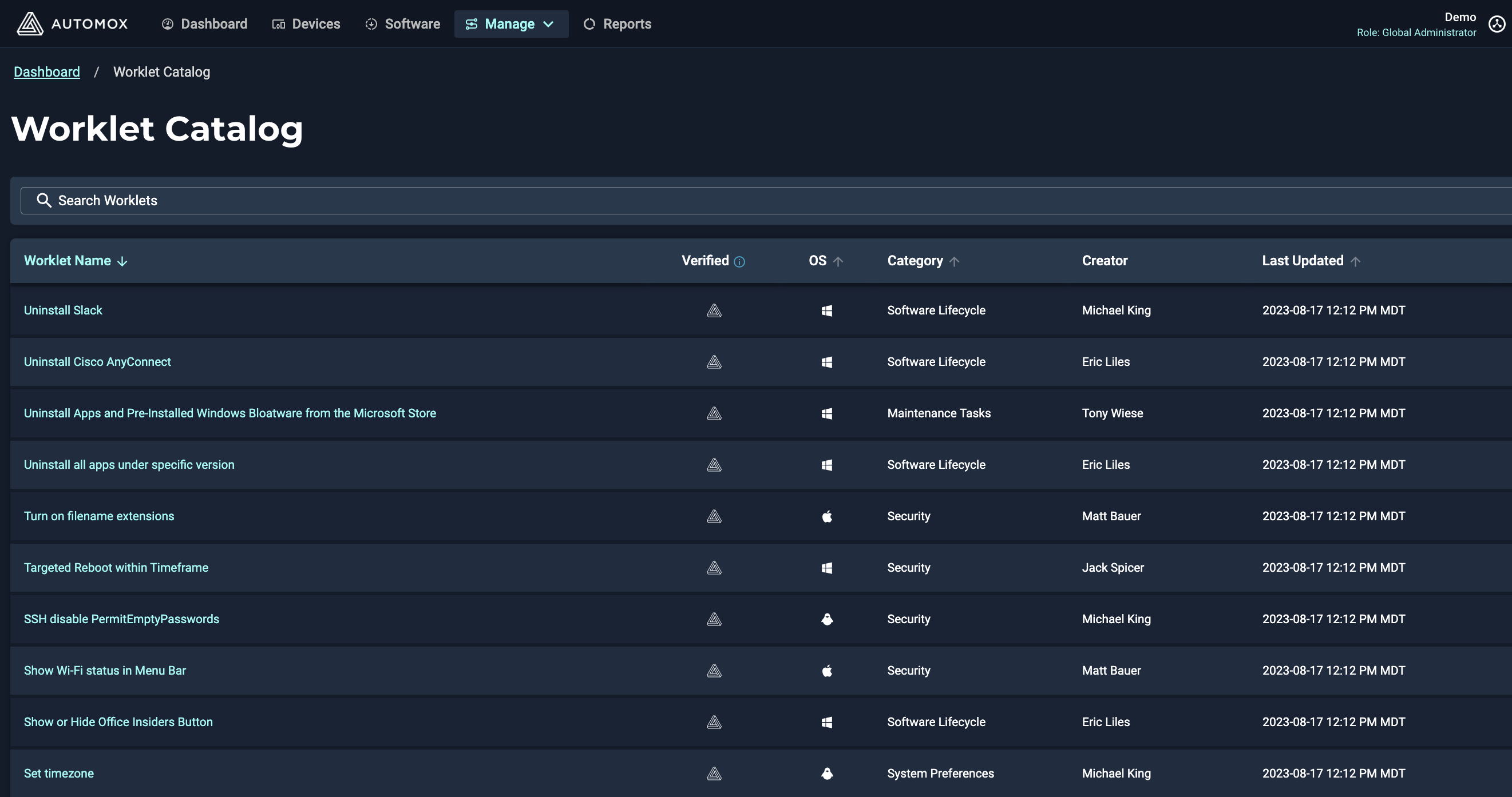 screenshot of Automox