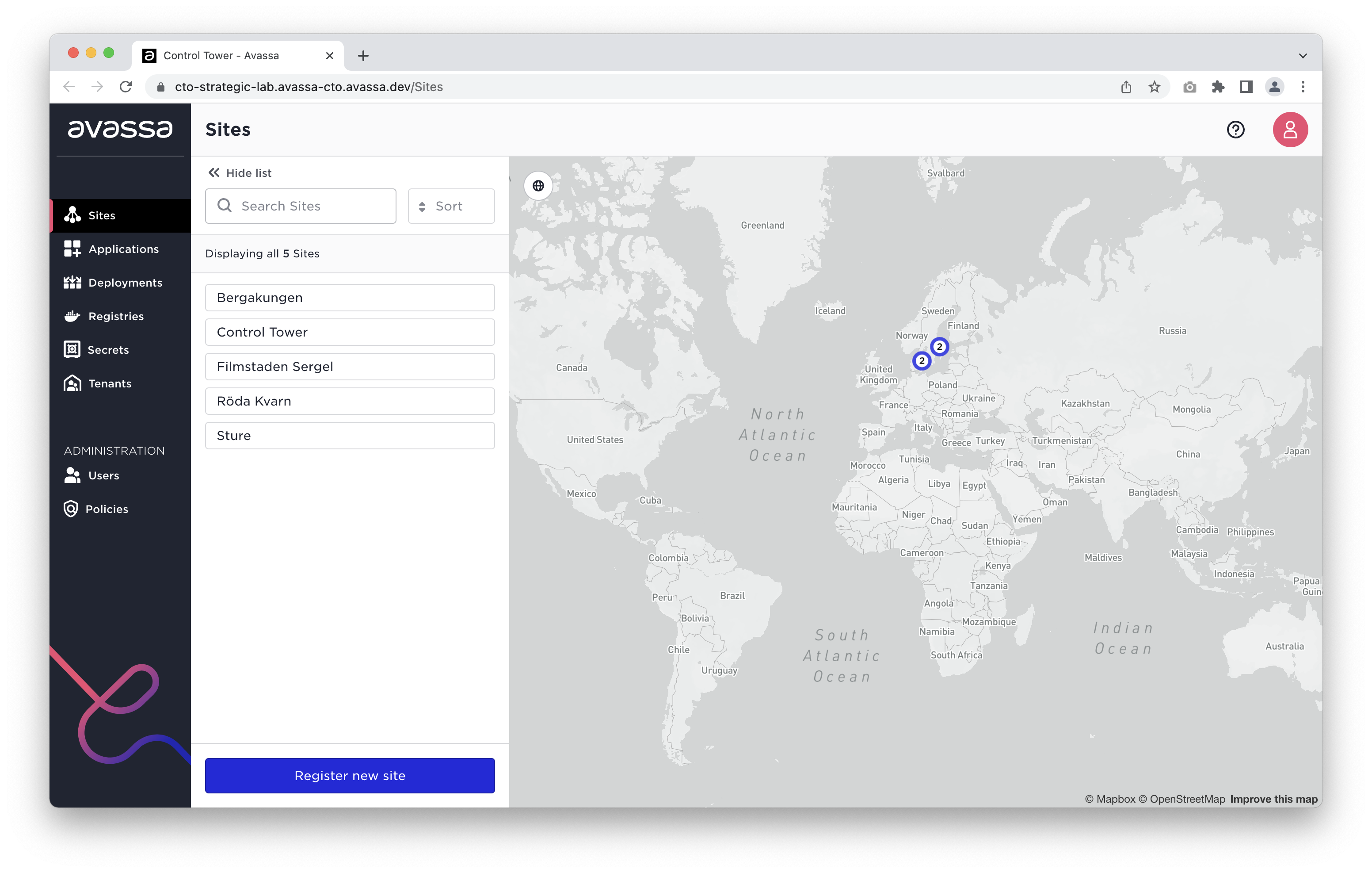 screenshot of Avassa