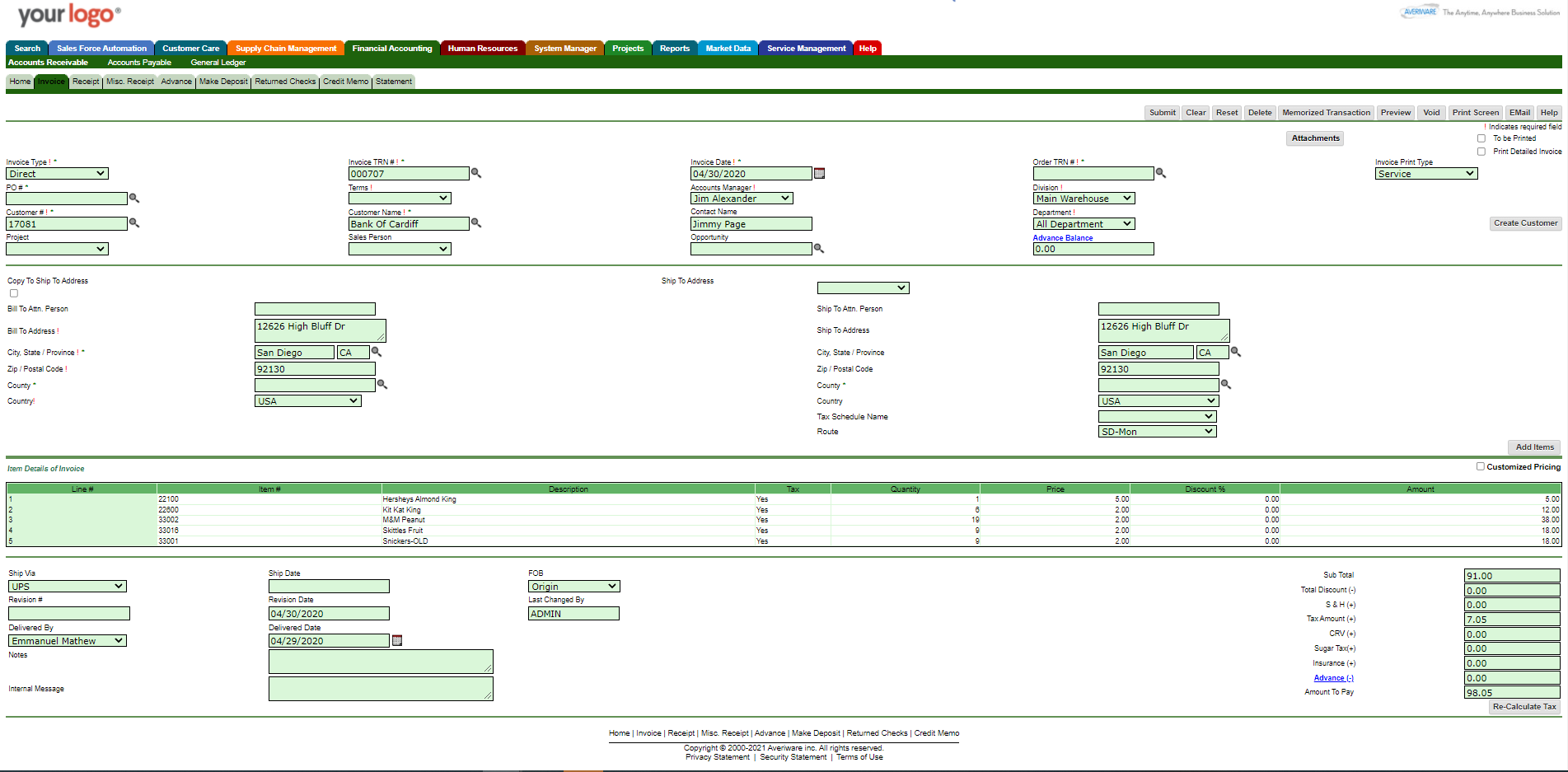 screenshot of Averiware