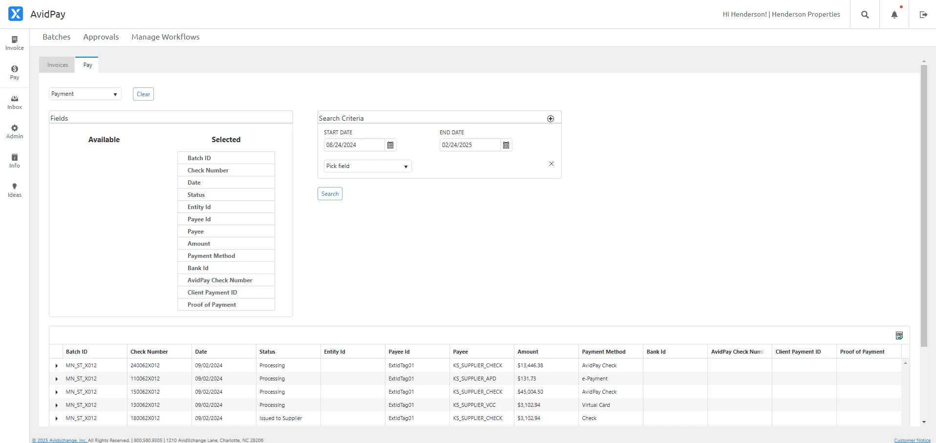 screenshot of AvidXchange