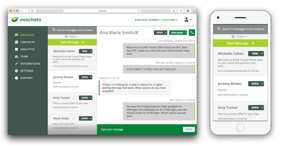 screenshot of Avochato