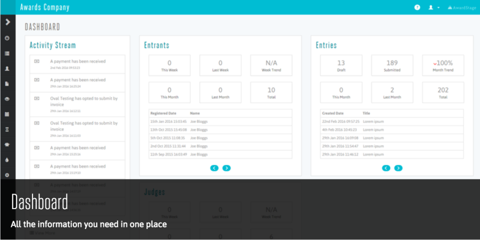 screenshot of AwardStage