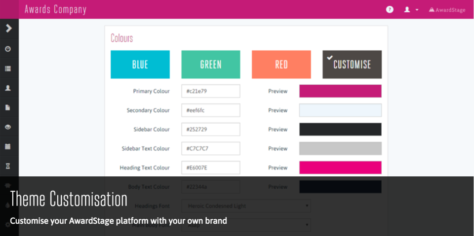 screenshot of AwardStage