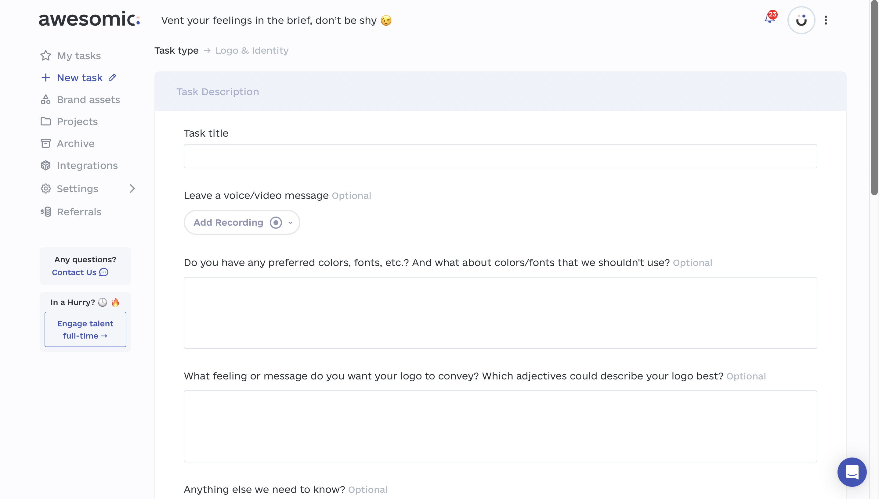 screenshot of Awesomic